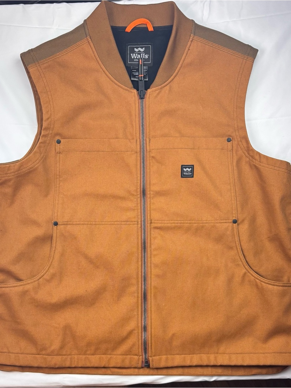 Walls Men's Brown/Tan Work Vest with Front Zip